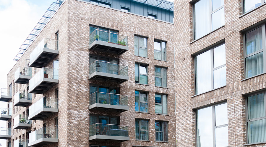 Exterior view of an apartment building