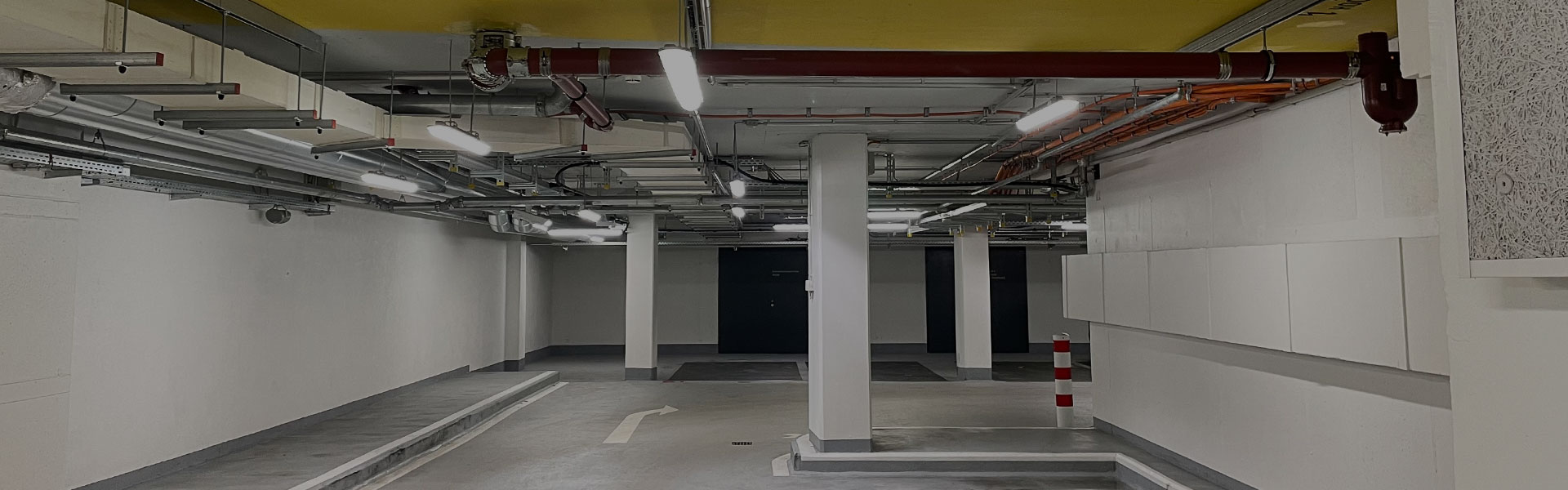 Interior view of an underground car park